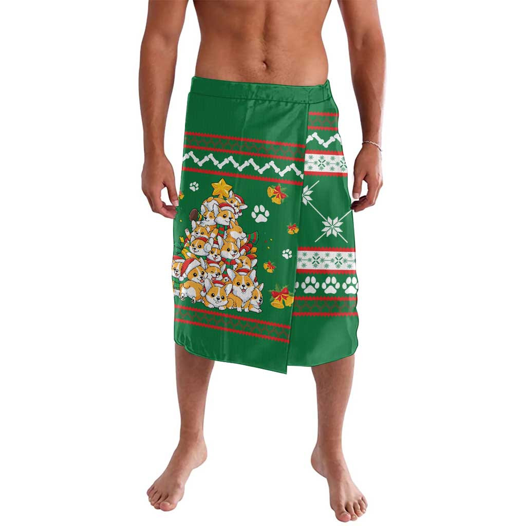 Corgi Dog Lights Corgi Bells Corgi All the Way Lavalava wirh Green Snowflake Pattern Design - Wonder Print Shop