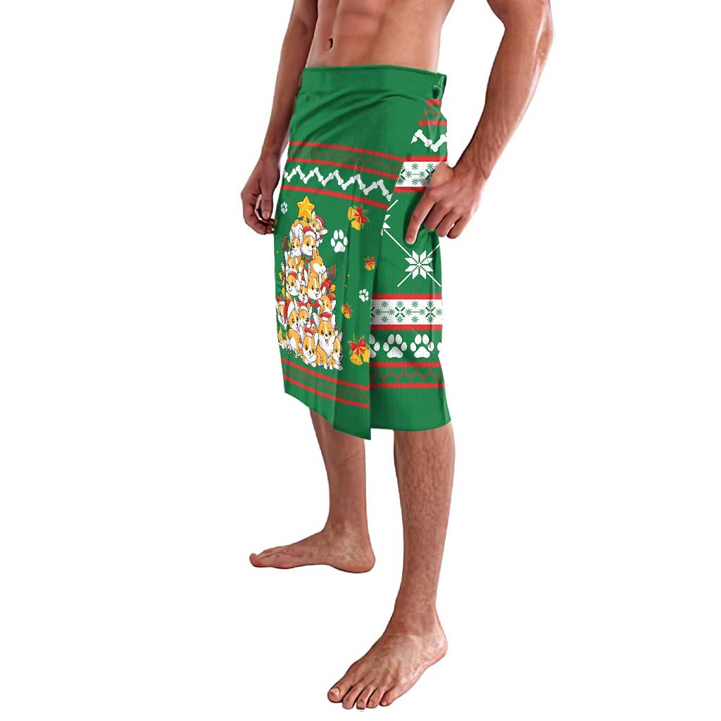 Corgi Dog Lights Corgi Bells Corgi All the Way Lavalava wirh Green Snowflake Pattern Design - Wonder Print Shop