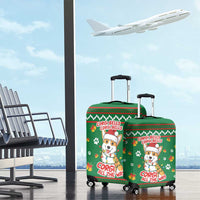 Corgi Dog Lights Corgi Bells Corgi All the Way Luggage Cover wirh Green Snowflake Pattern Design - Wonder Print Shop