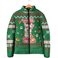 Corgi Dog Lights Corgi Bells Corgi All the Way Padded Jacket wirh Green Snowflake Pattern Design - Wonder Print Shop