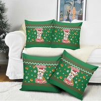 Corgi Dog Lights Corgi Bells Corgi All the Way Pillow Cover wirh Green Snowflake Pattern Design - Wonder Print Shop