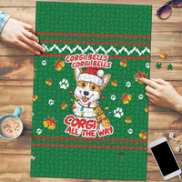 Corgi Dog Lights Corgi Bells Corgi All the Way Puzzle wirh Green Snowflake Pattern Design - Wonder Print Shop