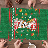 Corgi Dog Lights Corgi Bells Corgi All the Way Puzzle wirh Green Snowflake Pattern Design - Wonder Print Shop