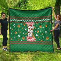 Corgi Dog Lights Corgi Bells Corgi All the Way Quilt wirh Green Snowflake Pattern Design - Wonder Print Shop