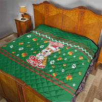 Corgi Dog Lights Corgi Bells Corgi All the Way Quilt wirh Green Snowflake Pattern Design - Wonder Print Shop