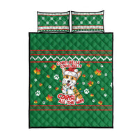 Corgi Dog Lights Corgi Bells Corgi All the Way Quilt Bed Set wirh Green Snowflake Pattern Design - Wonder Print Shop
