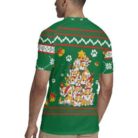 Corgi Dog Lights Corgi Bells Corgi All the Way Rugby Jersey wirh Green Snowflake Pattern Design - Wonder Print Shop