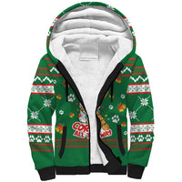 Corgi Dog Lights Corgi Bells Corgi All the Way Sherpa Hoodie wirh Green Snowflake Pattern Design - Wonder Print Shop