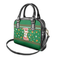 Corgi Dog Lights Corgi Bells Corgi All the Way Shoulder Handbag wirh Green Snowflake Pattern Design - Wonder Print Shop