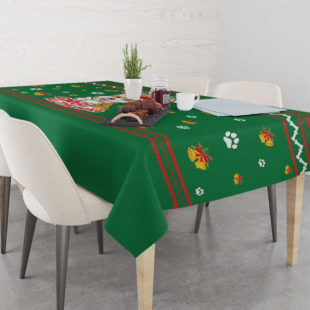 Corgi Dog Lights Corgi Bells Corgi All the Way Tablecloth wirh Green Snowflake Pattern Design - Wonder Print Shop
