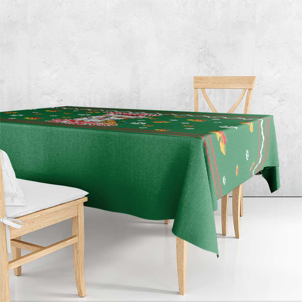 Corgi Dog Lights Corgi Bells Corgi All the Way Tablecloth wirh Green Snowflake Pattern Design - Wonder Print Shop