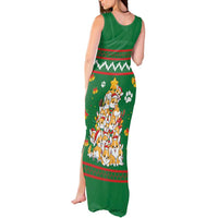 Corgi Dog Lights Corgi Bells Corgi All the Way Tank Maxi Dress wirh Green Snowflake Pattern Design - Wonder Print Shop
