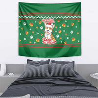 Corgi Dog Lights Corgi Bells Corgi All the Way Tapestry wirh Green Snowflake Pattern Design - Wonder Print Shop