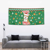 Corgi Dog Lights Corgi Bells Corgi All the Way Tapestry wirh Green Snowflake Pattern Design - Wonder Print Shop