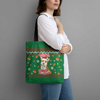 Corgi Dog Lights Corgi Bells Corgi All the Way Tote Bag wirh Green Snowflake Pattern Design - Wonder Print Shop