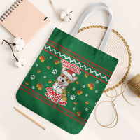 Corgi Dog Lights Corgi Bells Corgi All the Way Tote Bag wirh Green Snowflake Pattern Design - Wonder Print Shop