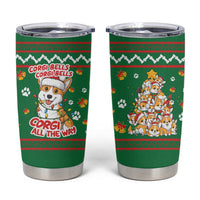 Corgi Dog Lights Corgi Bells Corgi All the Way Tumbler Cup wirh Green Snowflake Pattern Design - Wonder Print Shop