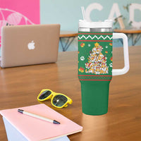 Corgi Dog Lights Corgi Bells Corgi All the Way Tumbler With Handle wirh Green Snowflake Pattern Design - Wonder Print Shop
