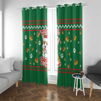 Corgi Dog Lights Corgi Bells Corgi All the Way Window Curtain wirh Green Snowflake Pattern Design - Wonder Print Shop