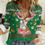 Corgi Dog Lights Corgi Bells Corgi All the Way Women Casual Shirt wirh Green Snowflake Pattern Design - Wonder Print Shop