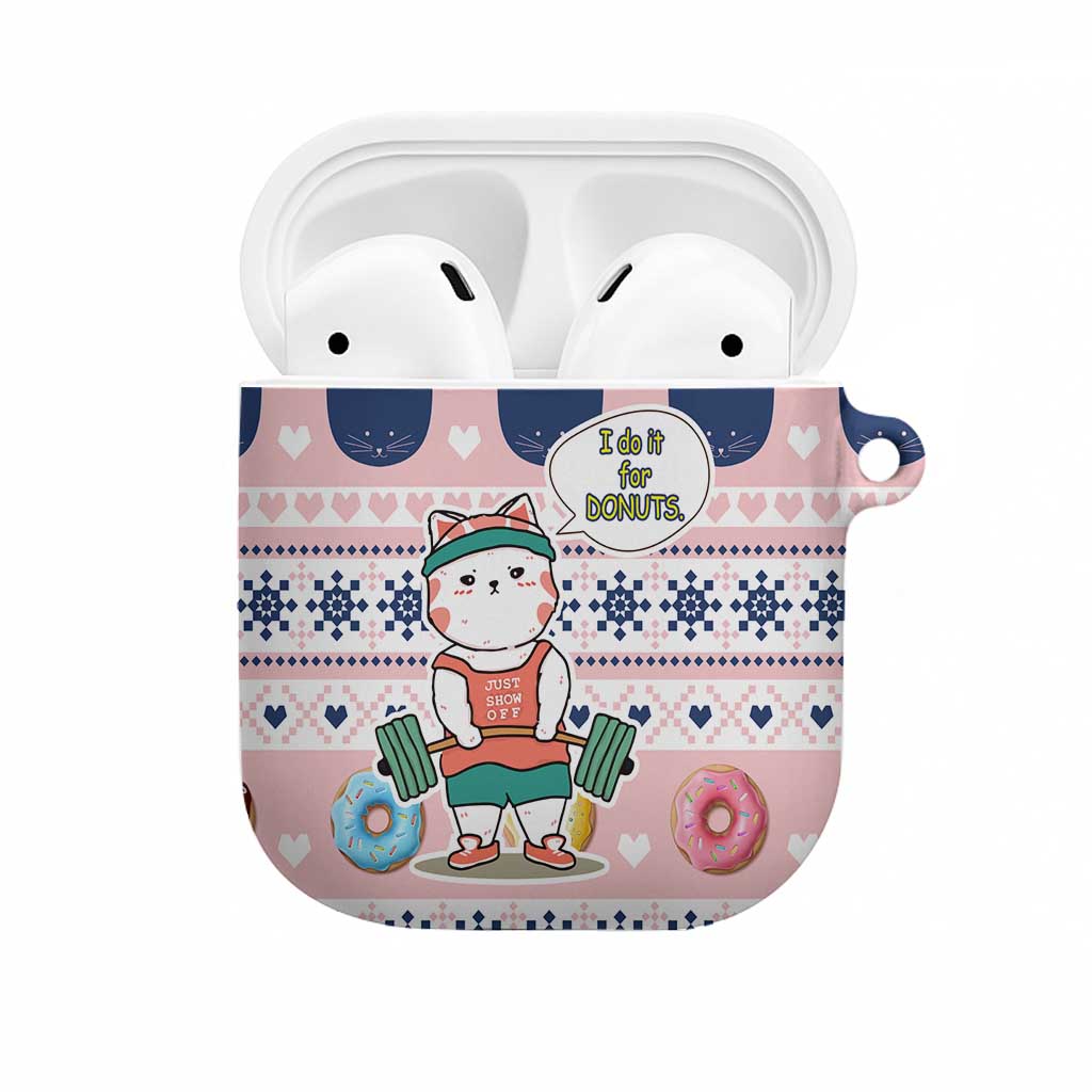 Cat I Do It For Donuts Christmas AirPods Case Xmas Holiday Patterns - Wonder Print Shop