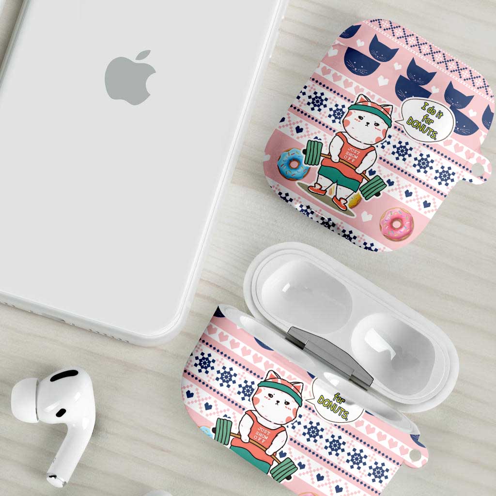 Cat I Do It For Donuts Christmas AirPods Case Xmas Holiday Patterns - Wonder Print Shop