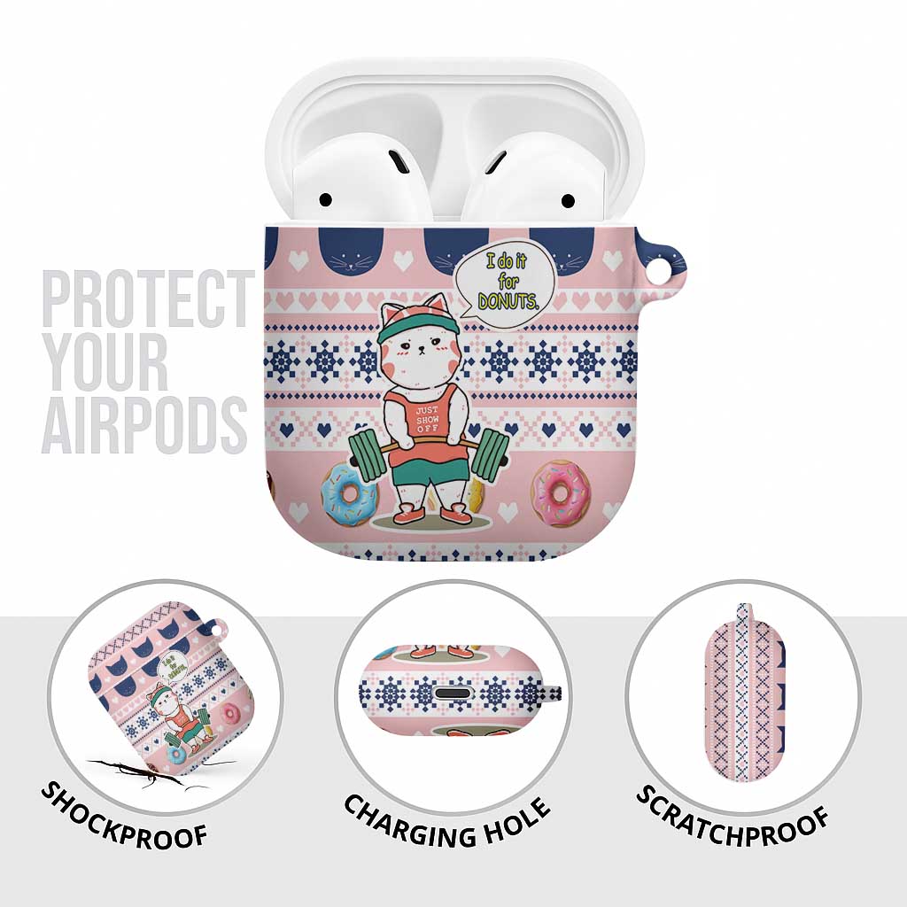 Cat I Do It For Donuts Christmas AirPods Case Xmas Holiday Patterns - Wonder Print Shop
