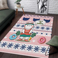 Cat I Do It For Donuts Christmas Area Rug Xmas Holiday Patterns - Wonder Print Shop