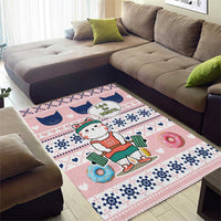 Cat I Do It For Donuts Christmas Area Rug Xmas Holiday Patterns - Wonder Print Shop