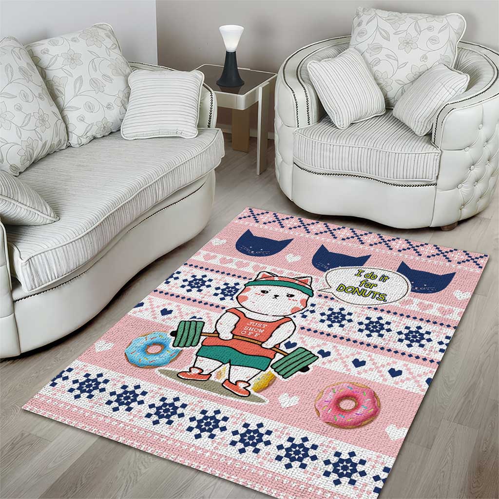 Cat I Do It For Donuts Christmas Area Rug Xmas Holiday Patterns - Wonder Print Shop