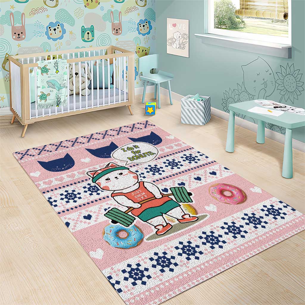 Cat I Do It For Donuts Christmas Area Rug Xmas Holiday Patterns - Wonder Print Shop