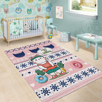Cat I Do It For Donuts Christmas Area Rug Xmas Holiday Patterns - Wonder Print Shop