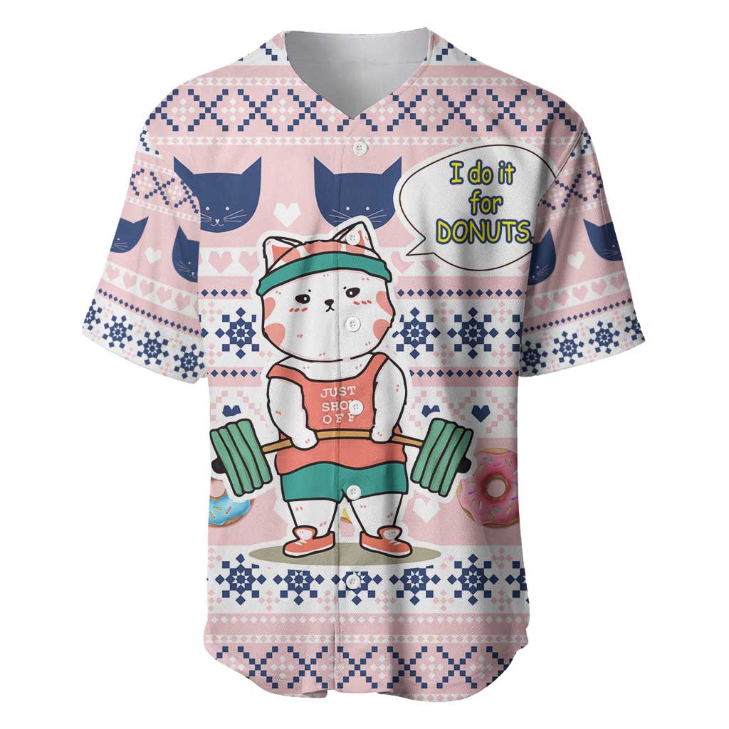 Cat I Do It For Donuts Christmas Baseball Jersey Xmas Holiday Patterns - Wonder Print Shop