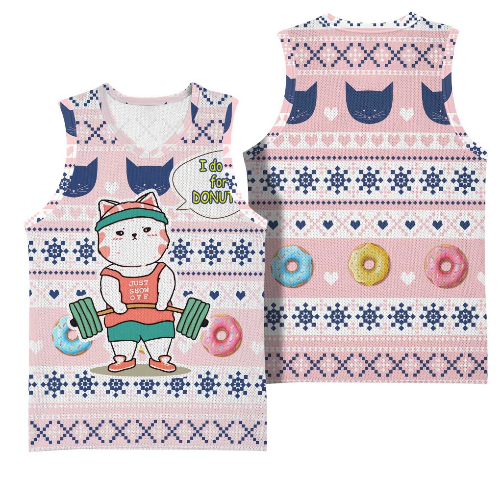 Cat I Do It For Donuts Christmas Basketball Jersey Xmas Holiday Patterns - Wonder Print Shop