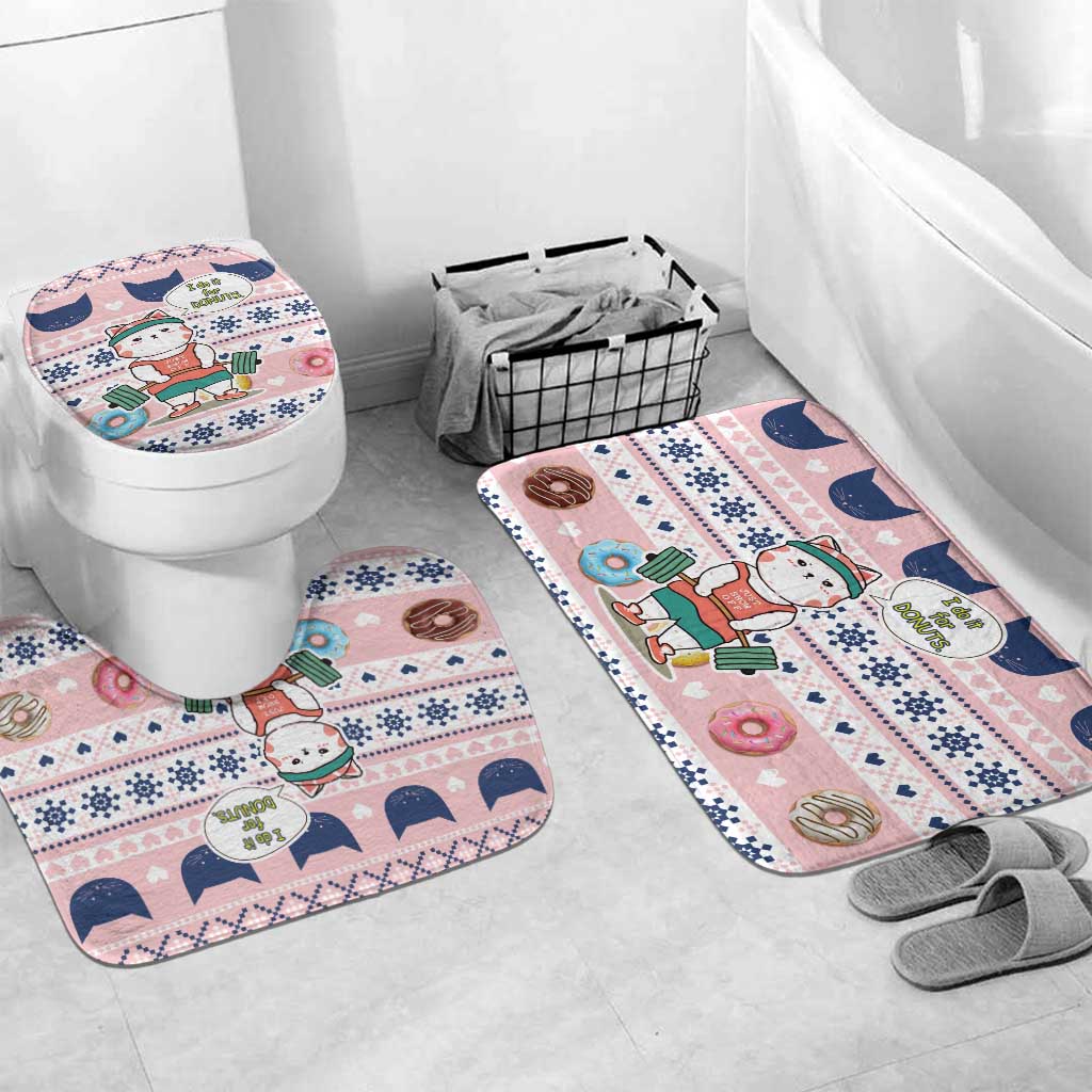 Cat I Do It For Donuts Christmas Bathroom Set Xmas Holiday Patterns - Wonder Print Shop