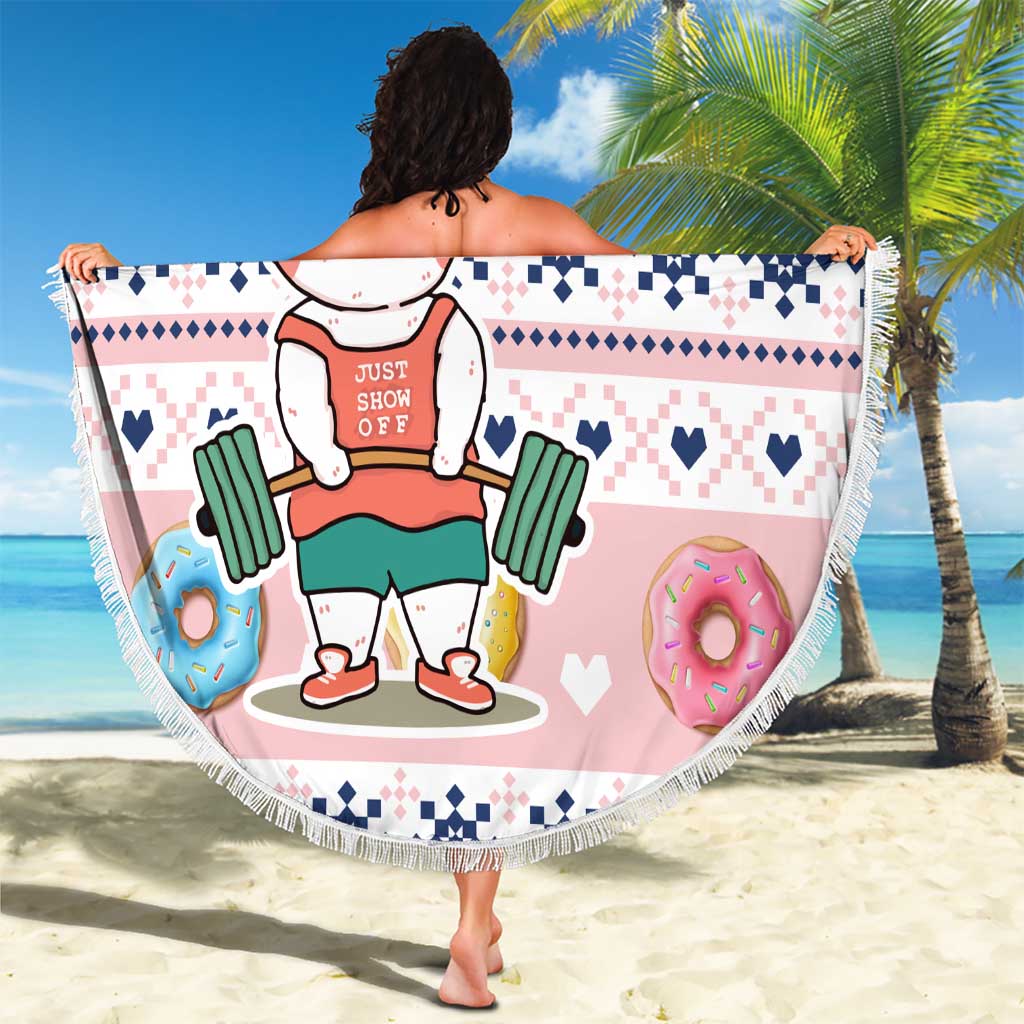 Cat I Do It For Donuts Christmas Beach Blanket Xmas Holiday Patterns - Wonder Print Shop