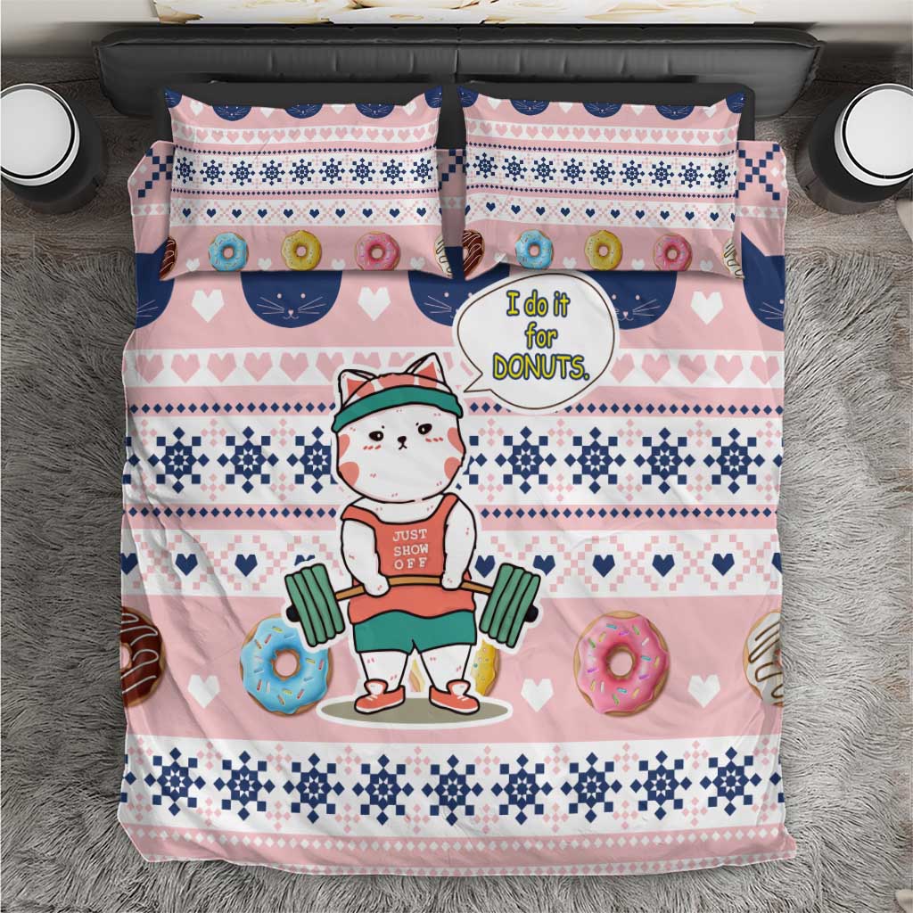 Cat I Do It For Donuts Christmas Bedding Set Xmas Holiday Patterns - Wonder Print Shop