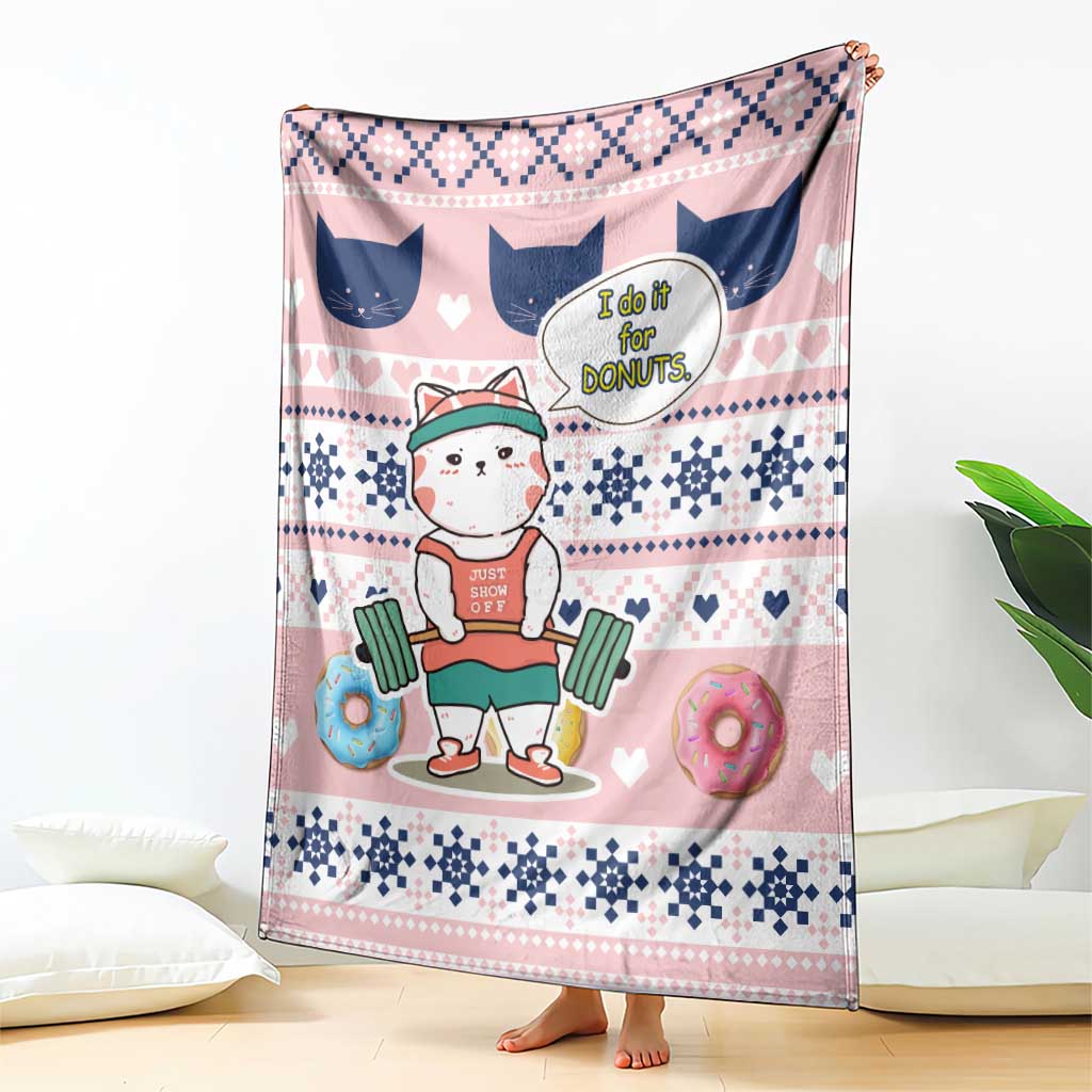 Cat I Do It For Donuts Christmas Blanket Xmas Holiday Patterns - Wonder Print Shop