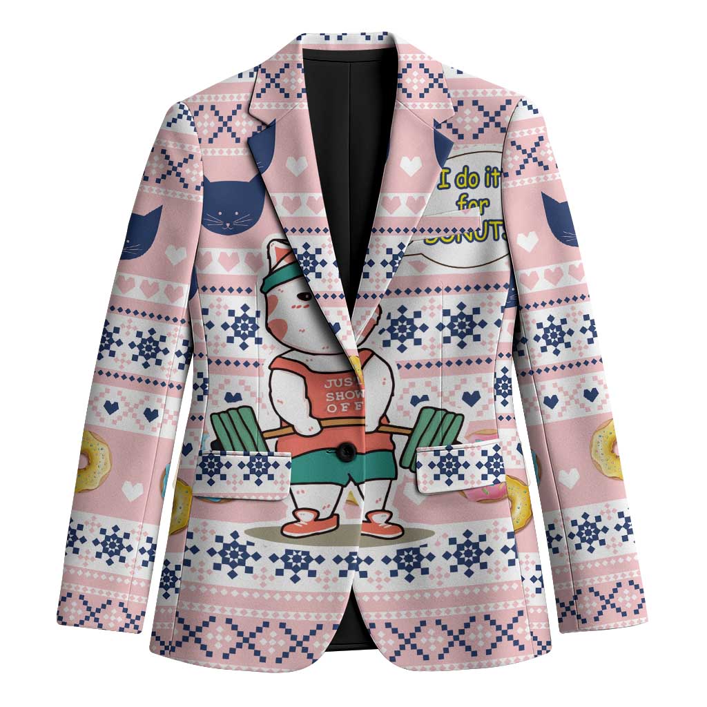 Cat I Do It For Donuts Christmas Blazer Xmas Holiday Patterns - Wonder Print Shop
