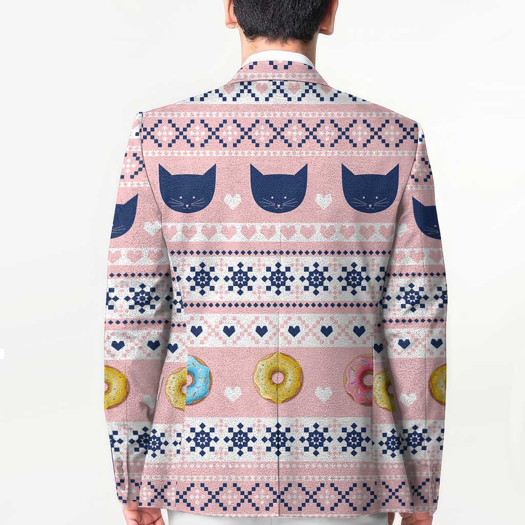 Cat I Do It For Donuts Christmas Blazer Xmas Holiday Patterns - Wonder Print Shop