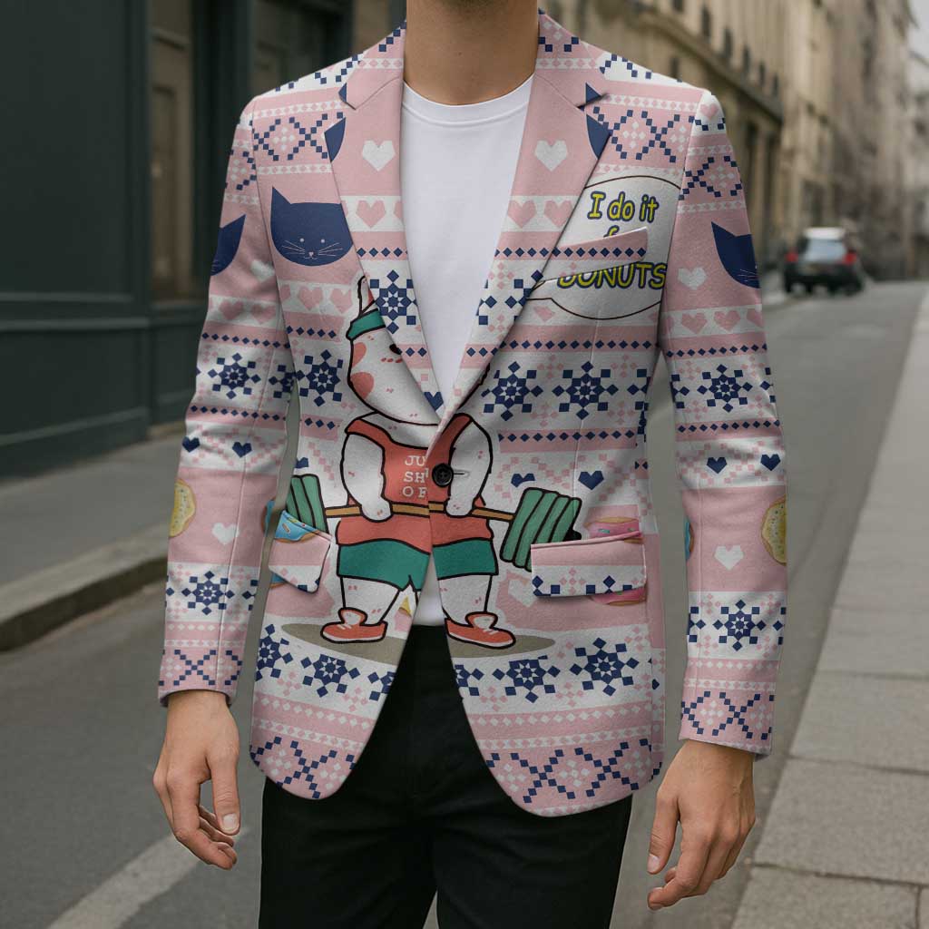 Cat I Do It For Donuts Christmas Blazer Xmas Holiday Patterns - Wonder Print Shop