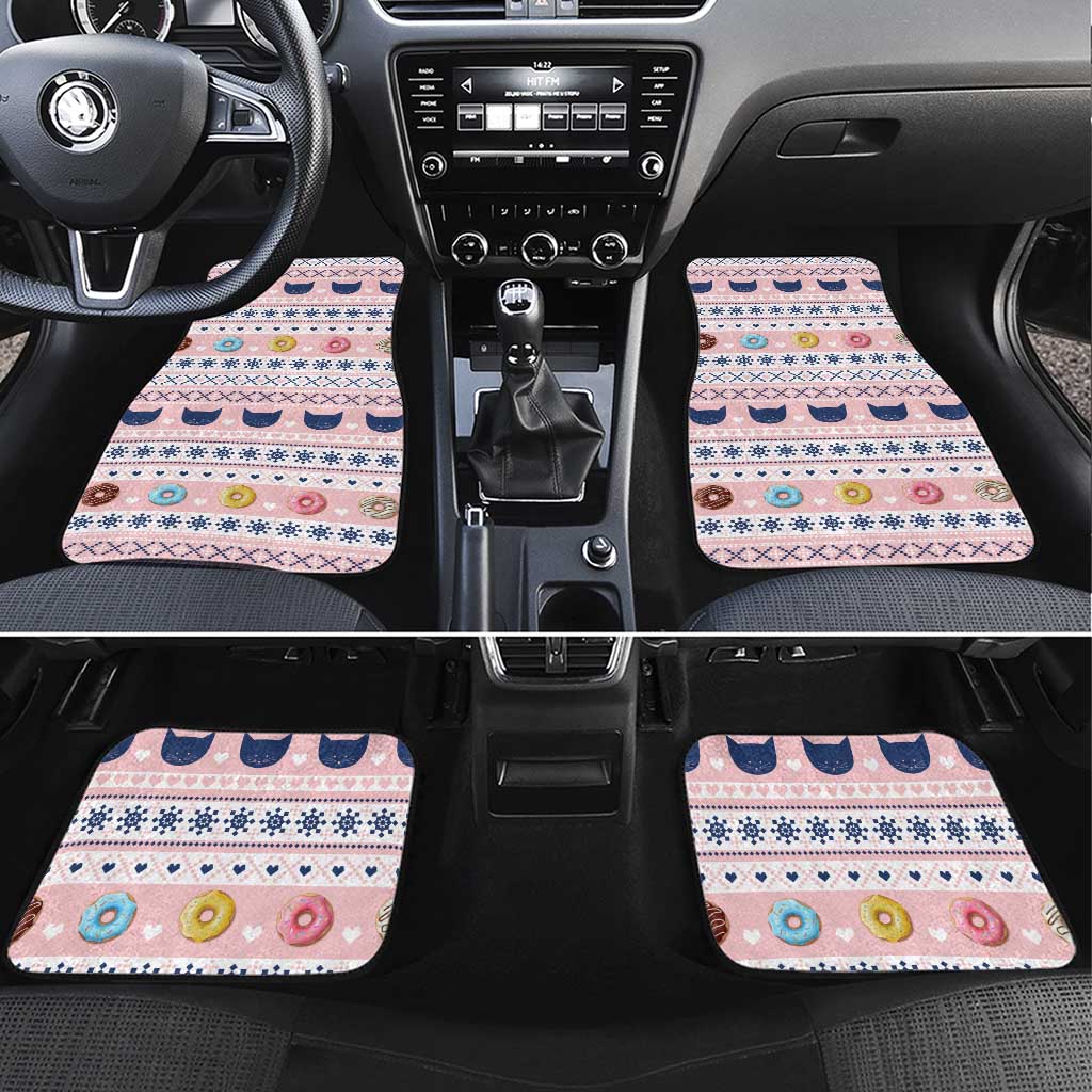 Cat I Do It For Donuts Christmas Car Mats Xmas Holiday Patterns - Wonder Print Shop