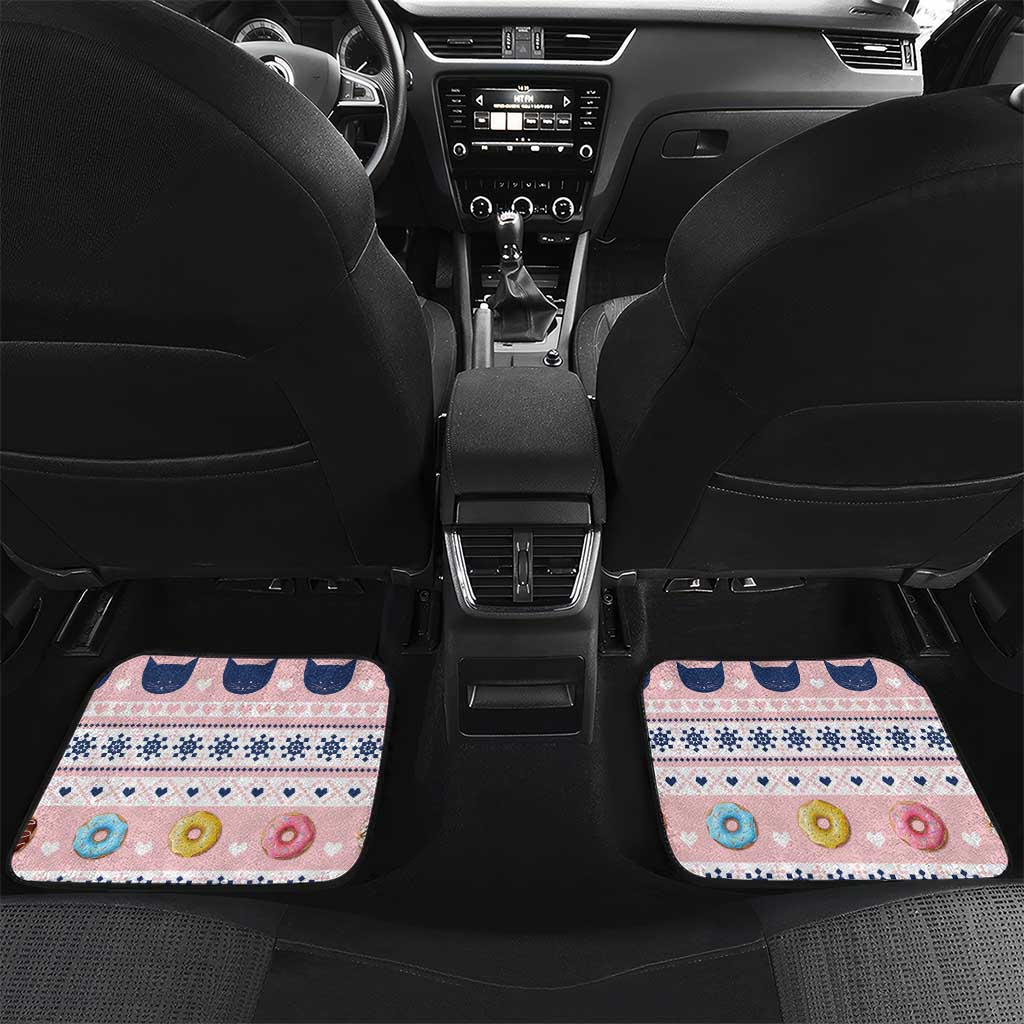 Cat I Do It For Donuts Christmas Car Mats Xmas Holiday Patterns - Wonder Print Shop