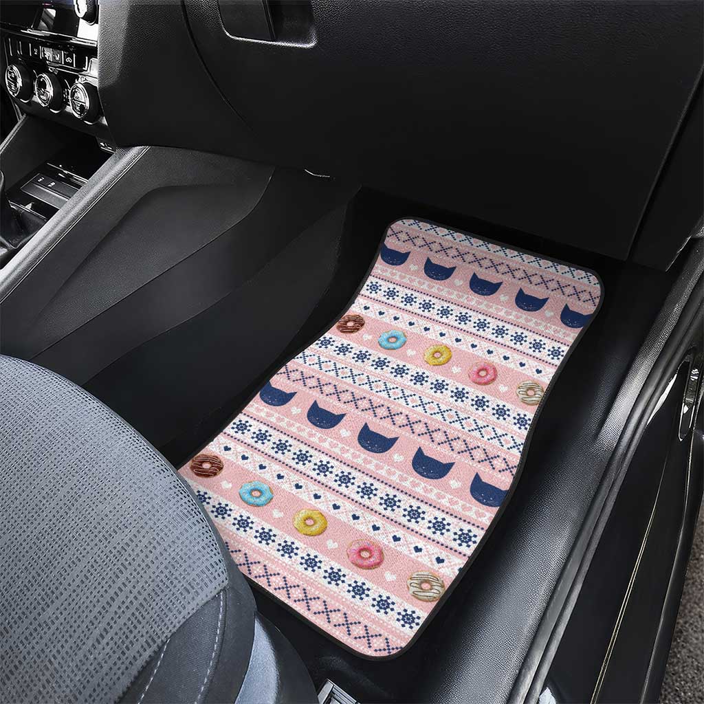 Cat I Do It For Donuts Christmas Car Mats Xmas Holiday Patterns - Wonder Print Shop