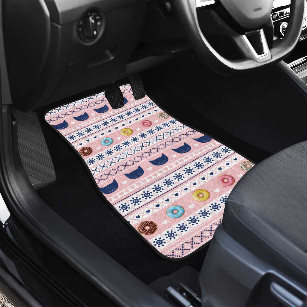 Cat I Do It For Donuts Christmas Car Mats Xmas Holiday Patterns - Wonder Print Shop