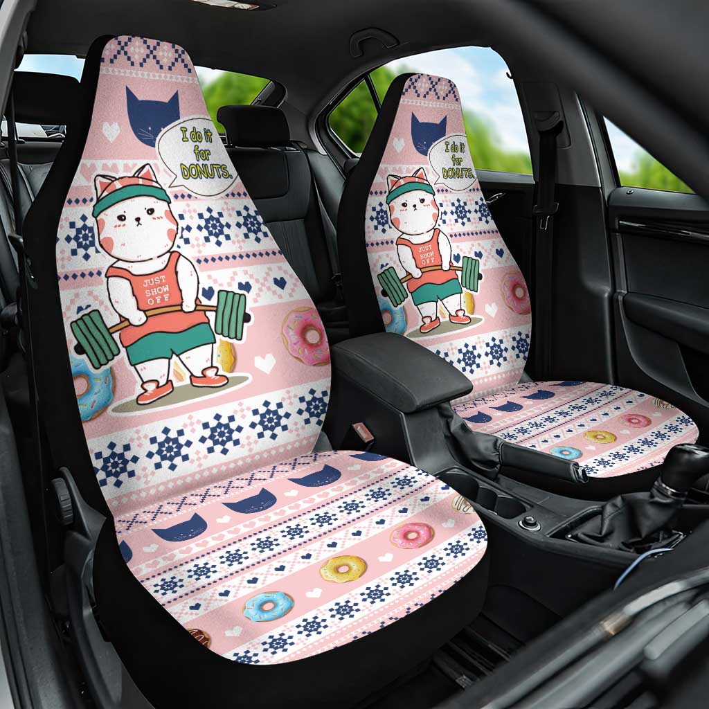 Cat I Do It For Donuts Christmas Car Seat Cover Xmas Holiday Patterns - Wonder Print Shop