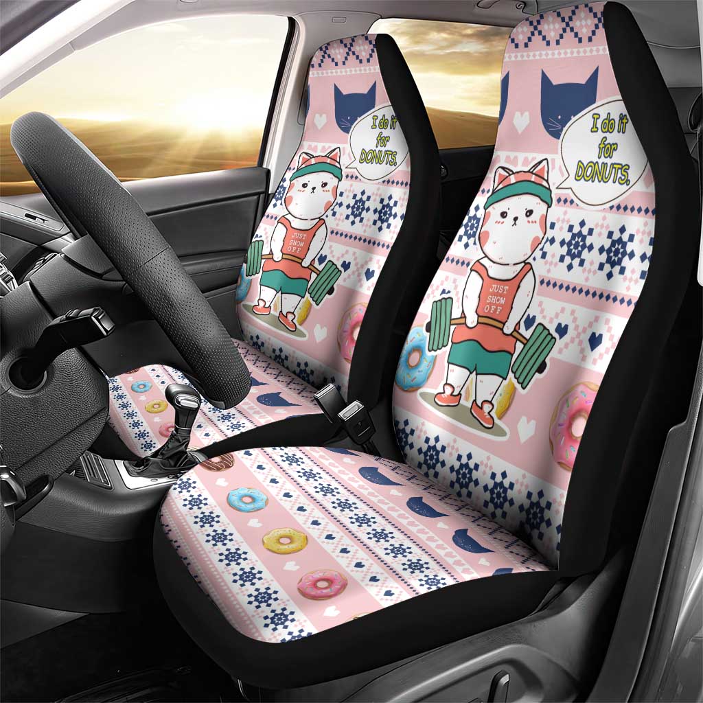 Cat I Do It For Donuts Christmas Car Seat Cover Xmas Holiday Patterns - Wonder Print Shop