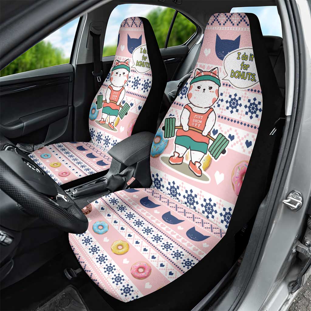 Cat I Do It For Donuts Christmas Car Seat Cover Xmas Holiday Patterns - Wonder Print Shop