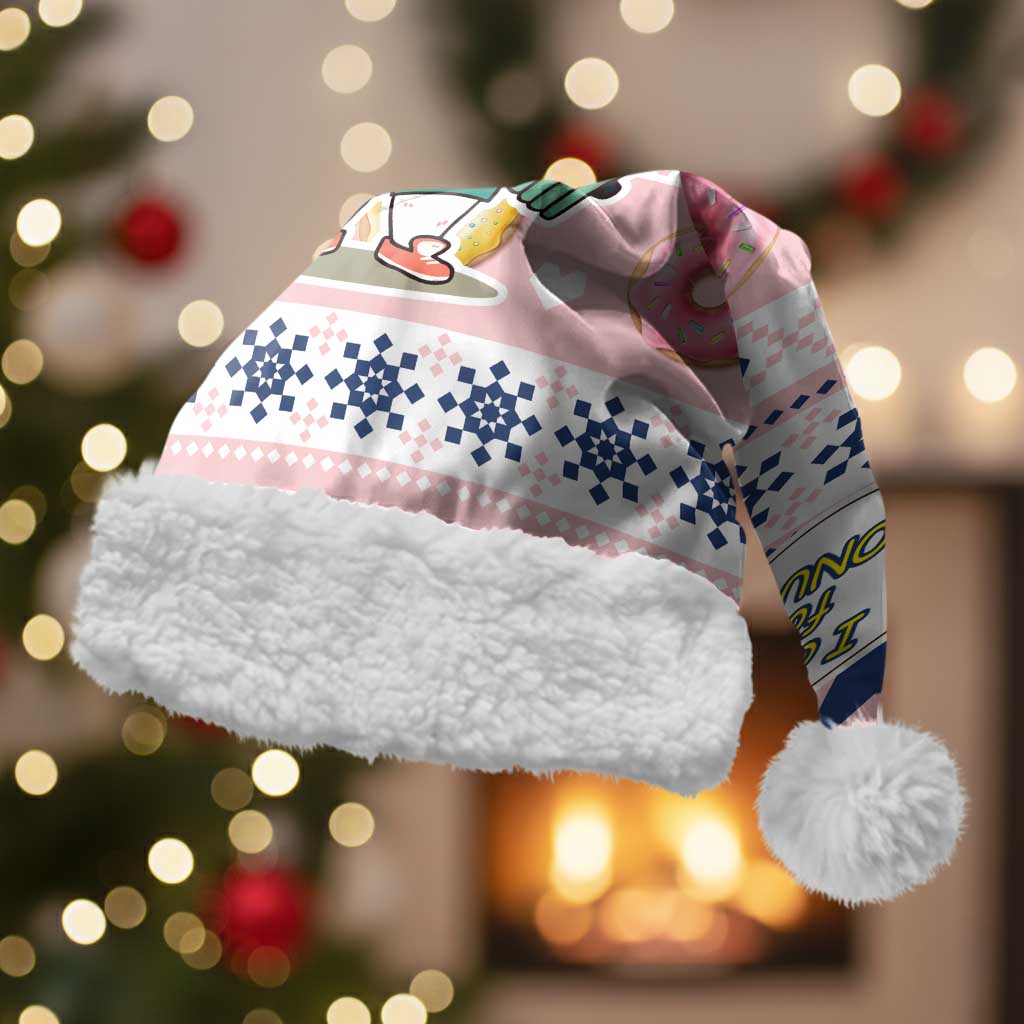 Cat I Do It For Donuts Christmas Santa Hat Xmas Holiday Patterns - Wonder Print Shop