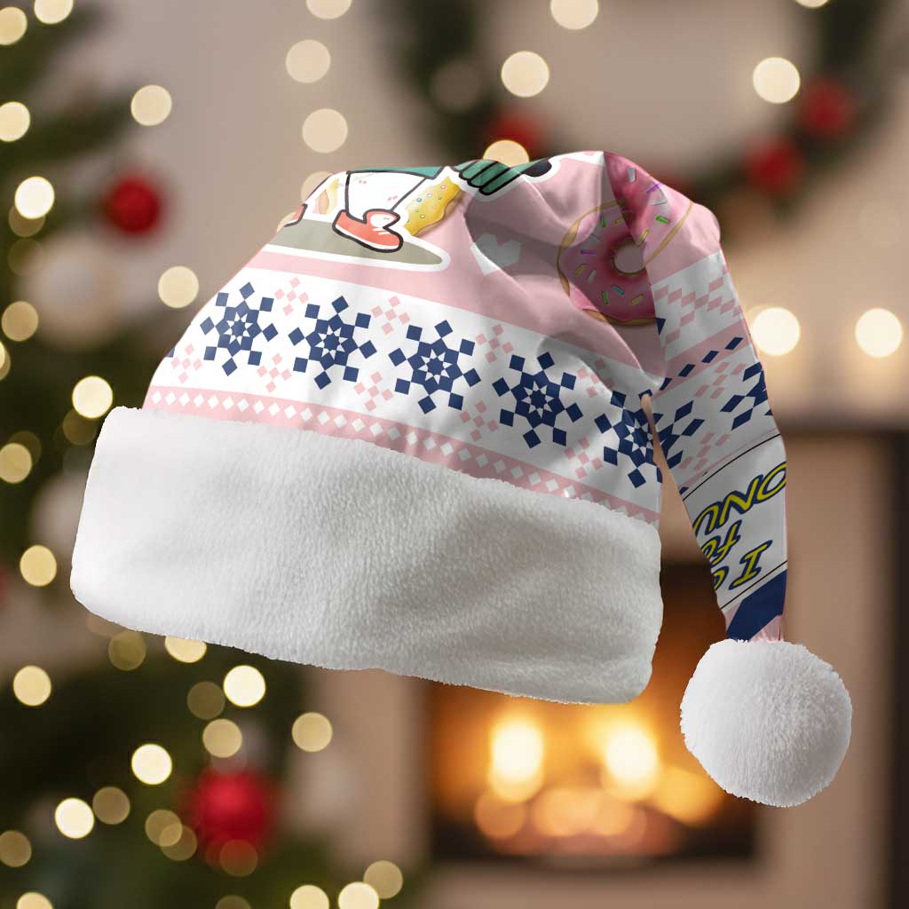 Cat I Do It For Donuts Christmas Santa Hat Xmas Holiday Patterns - Wonder Print Shop